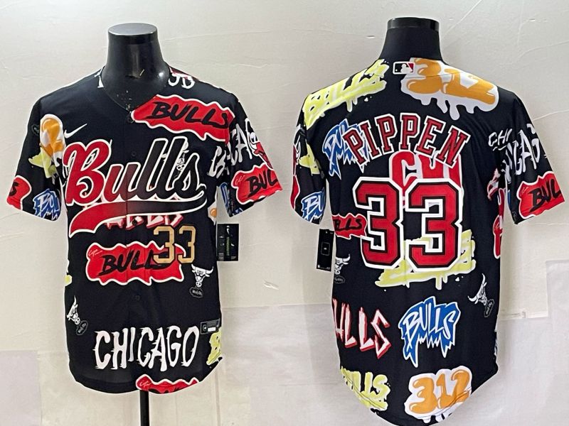 Men Chicago Bulls Nike 33 Pippen black NBA 2025 Jersey style 032